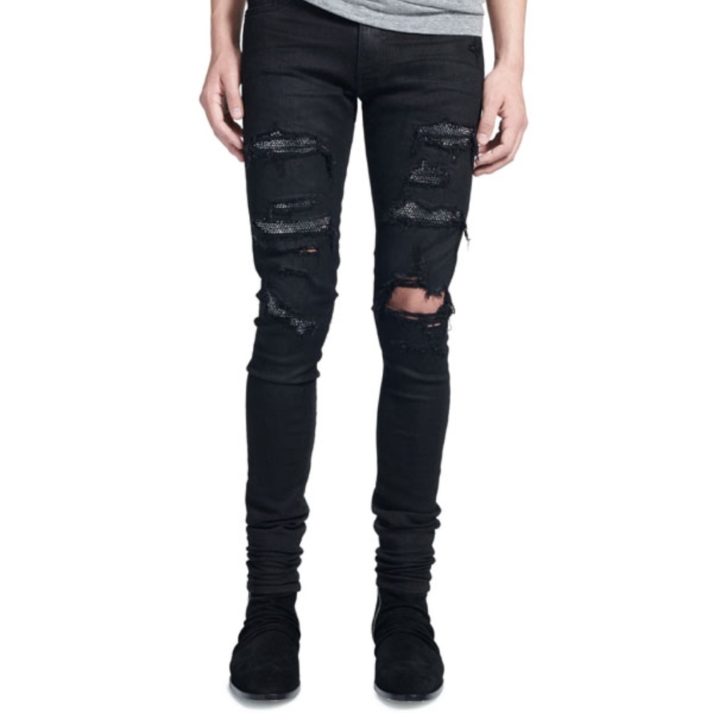 Amiri Men's Black Crystal Destroy Jeans Size 30